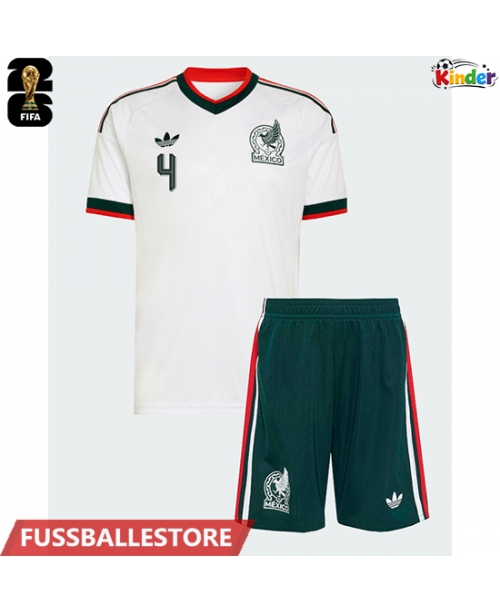 Günstige Mexiko Edson Alvarez #4 Auswärts Trikotsatzt Kinder WM 2026 Kurzarm (+ Kurze Hosen)